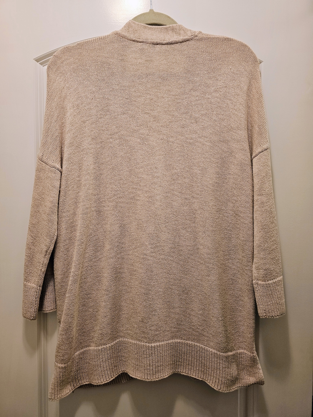 J.Jill Pure Jill M Tall Blush Beige Coastal Cardigan Cotton Relaxed Sweater - Picture 4 of 6